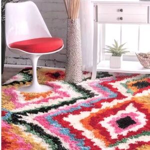 Nuloom Karney Handmade Colorful Geometric Shag Rug 3’x5’ New Condition